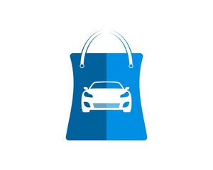 Poster - Blue shopping paper bag with car inside