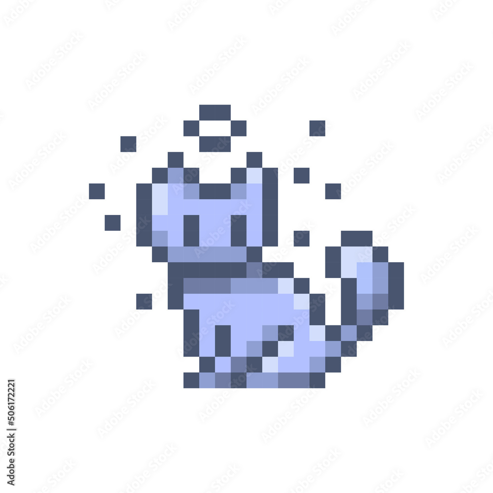pixel art cute blue cat vector Stock Vector | Adobe Stock