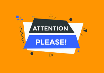 Wall Mural - Attention please button. Attention please text template for website. Attention please icon flat style
