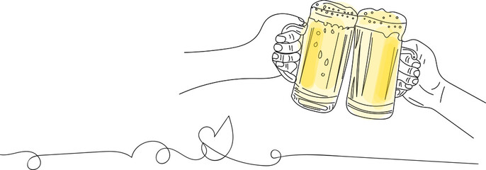 Beer logo, Sketch Drawing of two hand holding beer glass, Line art  illustration of hand holding big  beer glass