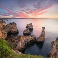 Wall Mural - Natural cliffs and beaches, Algarve, Lagoa, Portugal.
Summer season.