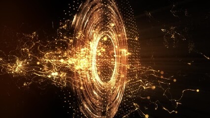Wall Mural - abstract scientific fantasy background light energy waves forms circling fluctuating shiny particles