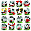 Set of emoticon soccer icons. Cartoon football emoji set. Vector emoticon set.
