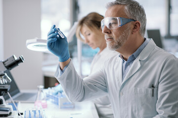 Wall Mural - professional researcher holding a test tube