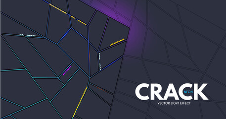 Abstract geometric background. Technokogy design. Crack and light.