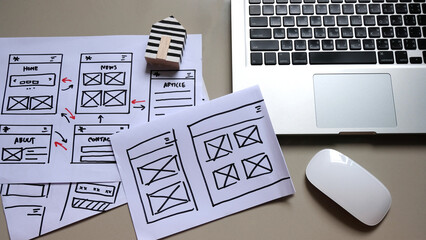 Wall Mural - hand drawn website layouts. doodle style design .website layout doodle.