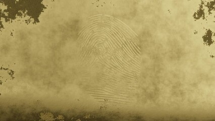 Aufkleber - Beautiful abstract golden  fingerprint, standing on gold wall, 3d rendering. Loops video.