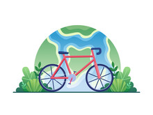 Vector Illustration Of World Bicycle Day With Bicycle On The Background Of Planet Earth And Green Plants.
Can Be Used For Web, Banner, Poster, Landing Page, Social Media, Etc.