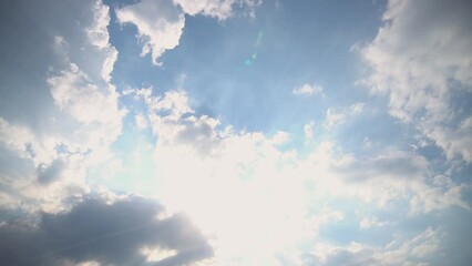 Wall Mural - blue sky background with white clouds in sunlight