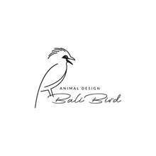 Line Art Bird Bali Myna Logo Design Vector Graphic Symbol Icon Illustration Creative Idea