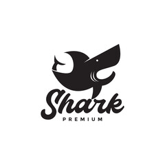 Wall Mural - flat black shark modern minimal logo design vector graphic symbol icon illustration creative idea