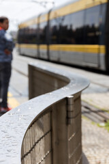 Steel s-shaped handrail with raindrops