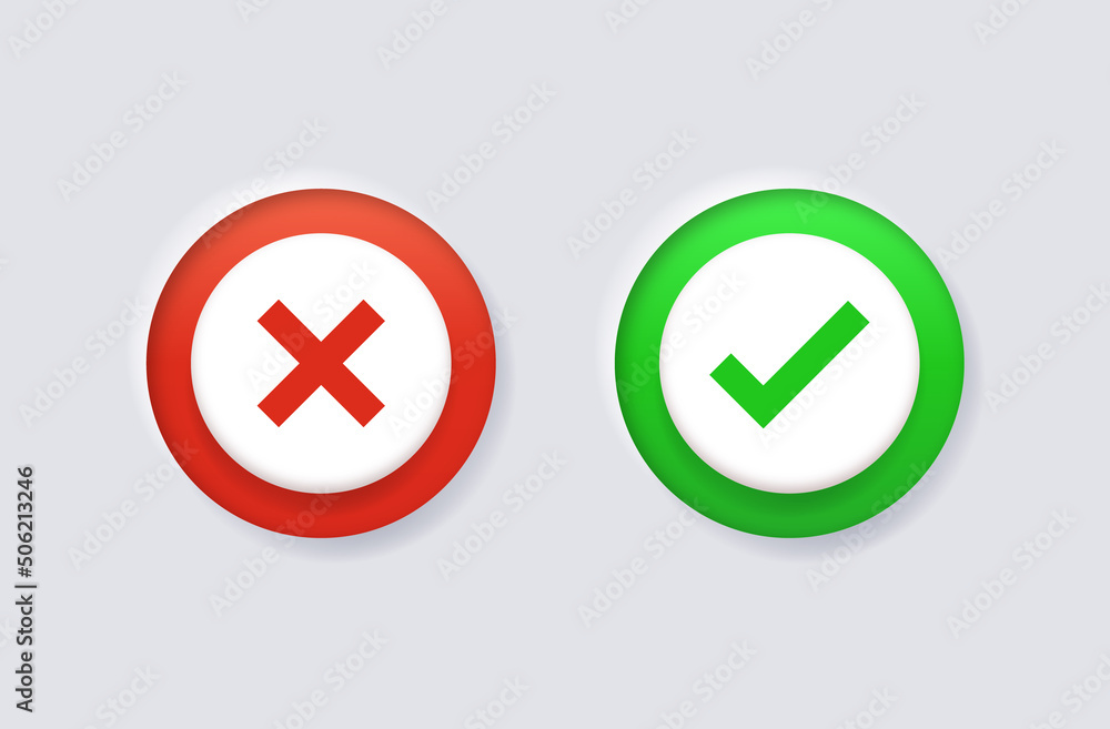 Check Box Incorrect 3d checkmark icon button correct and incorrect sign or check mark box ...
