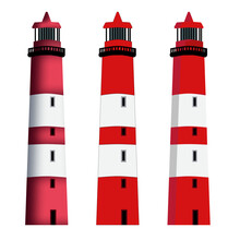 Vector Lighthouse With Red And White Stripes Tall Flat And With Shadows