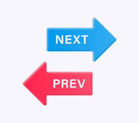 Leinwandbilder - next and previous arrow buttons 3d with arrow right left icon in modern label banner. back prev and next arrows direction button - arrows transfer icon, exchange arrow icons in 3d