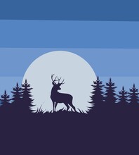 Illustration Vector Of Deer Lost In Forest 