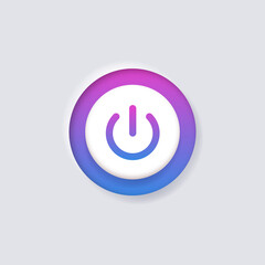 Poster - Power icon On Off Buttons, Energy switch sign, Power Switch Icons, Start power button, turn off symbol, shutdown energy icon with white neumorphism buttons, gradient color ui buttons interface