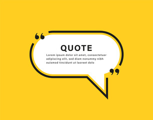 Leinwandbilder - quote box frame icon, texting quotes boxes speech bubble with quotation marks. line quote frames - quotation bubble banner with empty frame