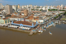 Aerial View Of City Skyline And Ver-o-Peso Market,  Colonial Era Building And Important Tourist Attraction Of Belém Do Pará, Metropolis Of The Brazilian Amazon. July,  2005.