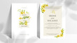 © Idol Design - Minimal wedding invitation card set template with yellow flowers and leaves watercolor in white background