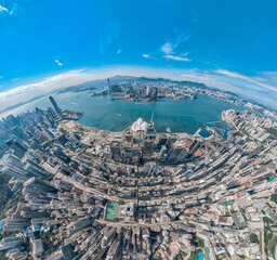 Hong Kong skyline from aerial view