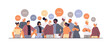 © mast3r - mix race people discussing during meeting chat bubble communication concept horizontal portrait
