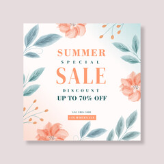 Summer special sale square banner template