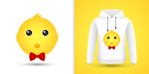 Wall Mural - Chicken head on white sweatshirt hoodie