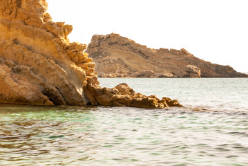 Wild rock formations on the water on the island of Cephalonia in Greece