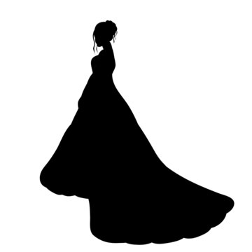 princess, bride silhouette, on white background, isolated