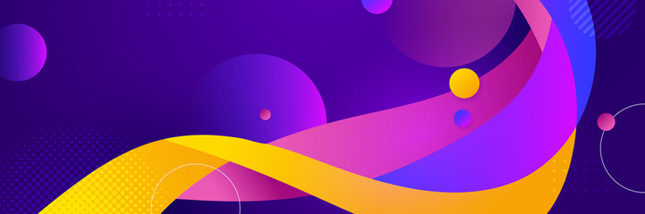 Abstract colorful polygon banner design template. Colorful tech web banner with geometric shapes backdrop and gradient colors. Vector graphic design banner pattern presentation background.