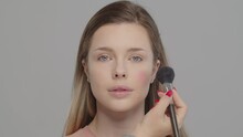 Makeup Artist Or Stylist Applies Eyeshadow Powder Or Shadows To The Eyelids O
