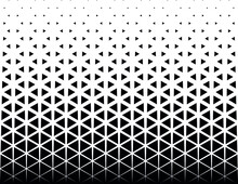 Geometric Pattern Of Black Triangles On A White Background.Seamless In One Direction.Option With A Average Fade Out. Radial Method. 25 Figures In Hight