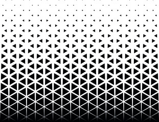 Wall Mural - Geometric pattern of black triangles on a white background.Seamless in one direction.Option with a average fade out. Radial method. 25 figures in hight