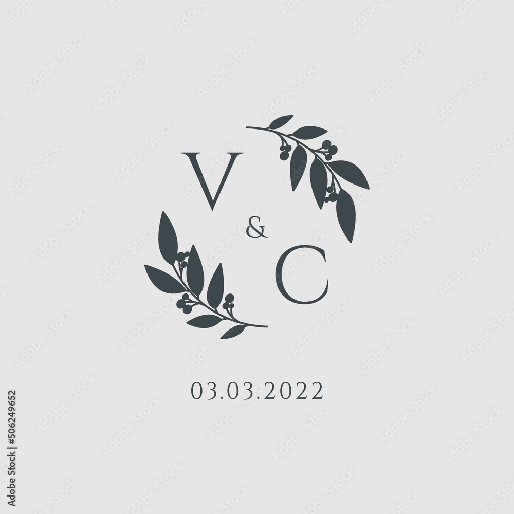Letter VC elegant wedding monogram logo design Stock Vector | Adobe Stock