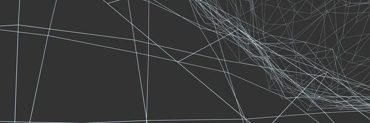 Gray banner or background with colored lines. Net. 3D rendering.
