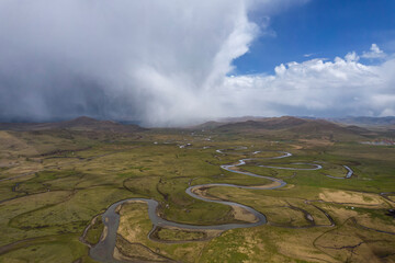 Wall Mural - river on the grassland in Sichuan China