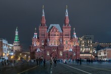 Red Square And Russian State Historical Museum At Night, Moscow