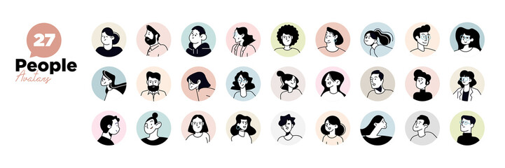 People avatars. Set of modern design avatar icons. Vector illustrations for social media and networking, user profile, website and app design and development.