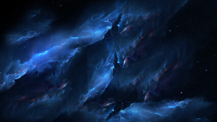 Wall Mural - Open space. Outer space gas clouds. Cosmos neutral background. Bright stars.
