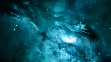 Wall Mural - Open space. Outer space gas clouds. Cosmos neutral background. Bright stars.