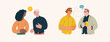 © grivina - People portrait - Conversation -Modern flat vector concept illustration of talking people, half-length portrait, user avatar. Creative landing web page illustartion, conversation and discussion