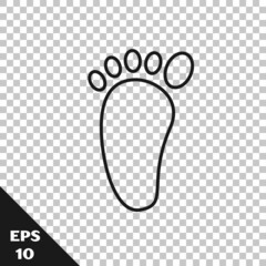 Sticker - Black line Foot massage icon isolated on transparent background. Vector