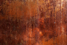 Orange Metal Rusty Background, Metal Grunge Texture. Copper Plate Texture, Brushed Orange Metal Surface
