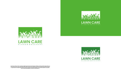 Wall Mural - vector grass logo, lawn care logo design on isolated background