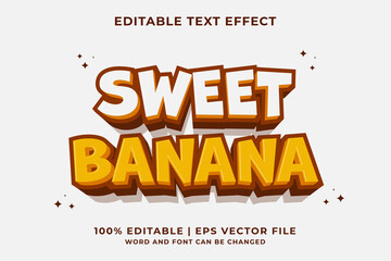 Wall Mural - 3d Sweet Banana Cartoon Editable Text Effect Premium Vector