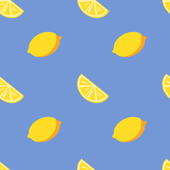 Wall Mural - vector seamless pattern in flat style with lemons