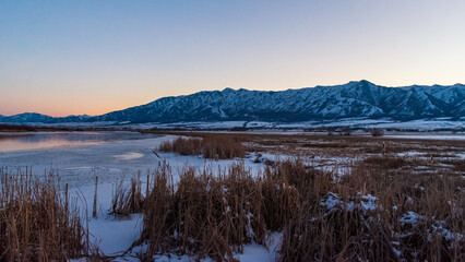 Beautiful Sunset Over Little Bear River, Utah