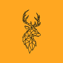 Golden Polygonal Deer Logo Template Design
