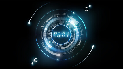 Wall Mural - abstract futuristic technology background with digital number timer concept and countdown, can adjus